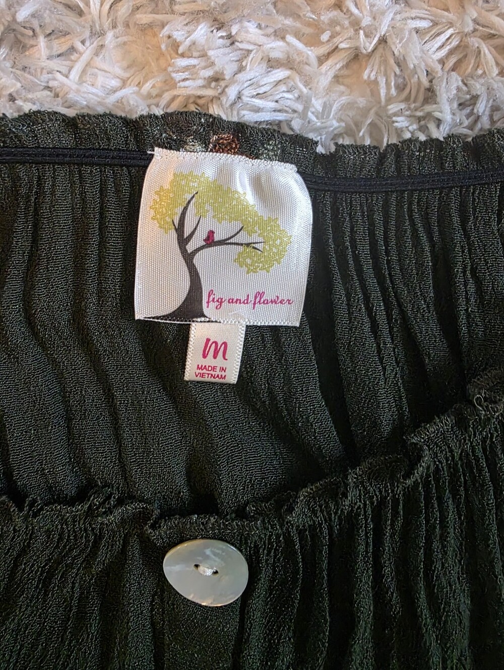 Fig & Flower Anthropologie Olive Green Embroidered Peasant Boho Maxi Dress Sz M - Picture 5 of 10